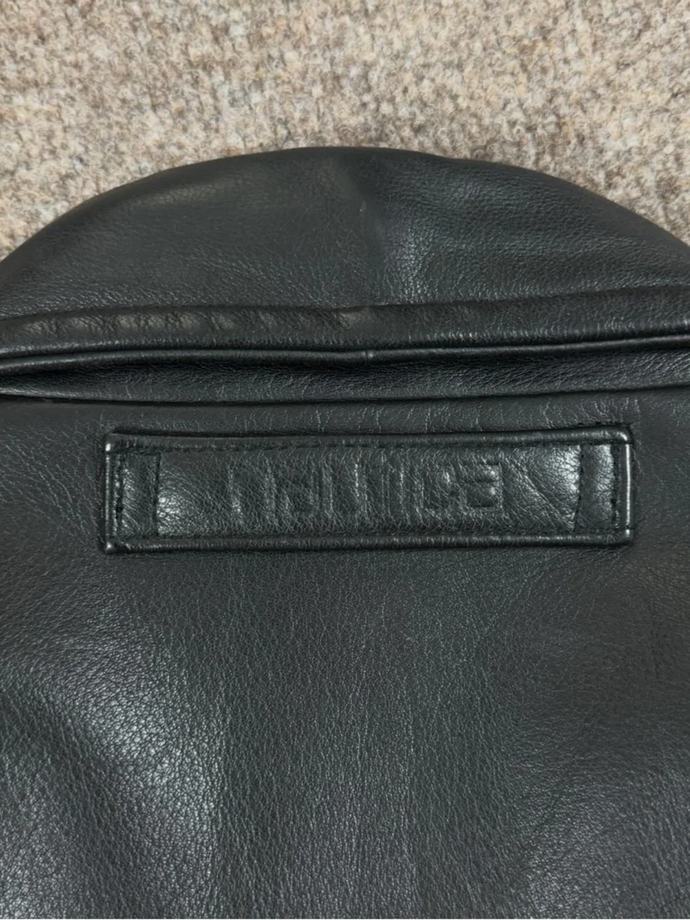 Vintage Nautica Black Leather Full Zip Moto Jacket Men’s 44 XL Waist Buckle 90s